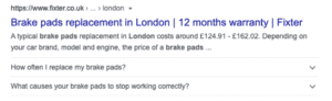 Fixter search result for ‘Brake pads London’